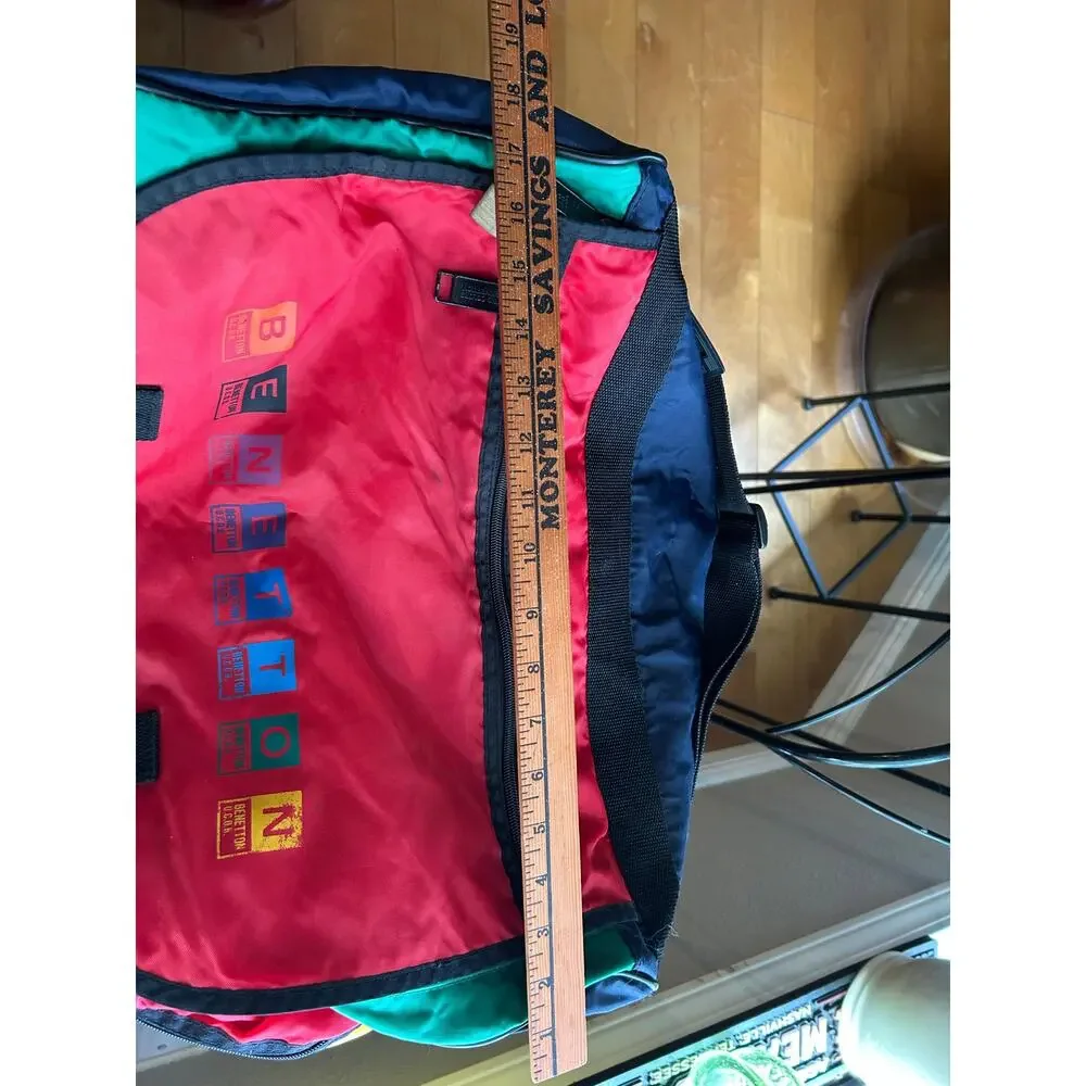 Vintage United Colors of Benetton multicolor colorblock nylon duffel bag